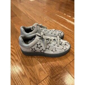 Luxury Rebel Women's Tinella Platform Sneakers Gray Suede Sequin Stars Size 9